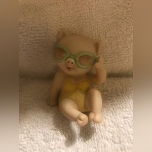 Pig in bathing suit Vintage senescing ceramic